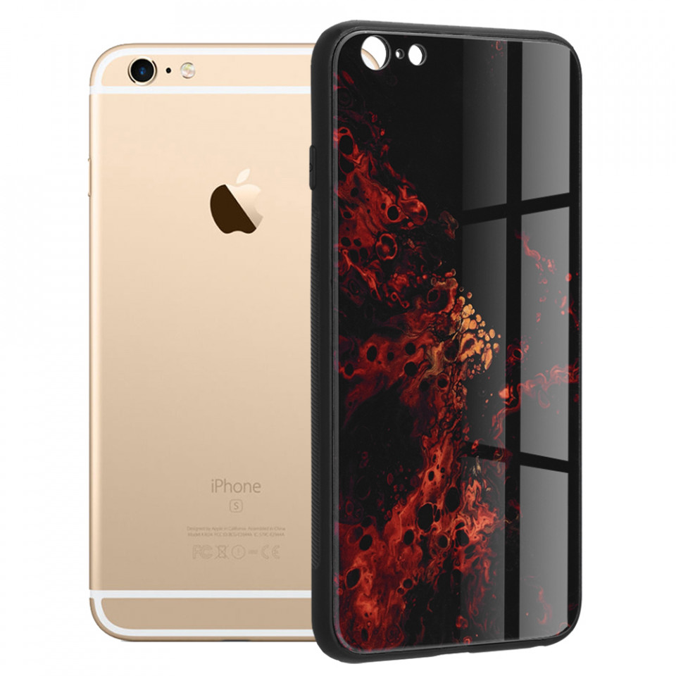 Husa iPhone 6 Plus cu sticla securizata, Techsuit Glaze - Red Nebula
