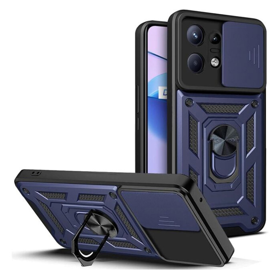 Husa Motorola Edge 50 Pro cu inel magnetic si protectie camera Skyddar CamShield - Albastru