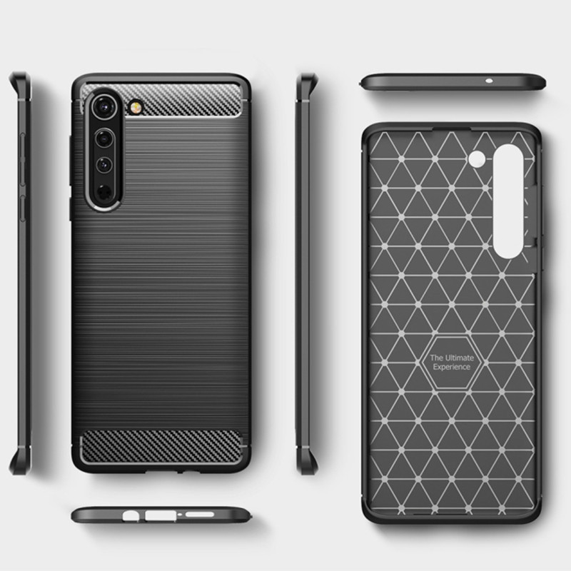 Husa Motorola Moto Edge din silicon, Slim, cu textura Fibra Carbon - Negru - 1 | YEO
