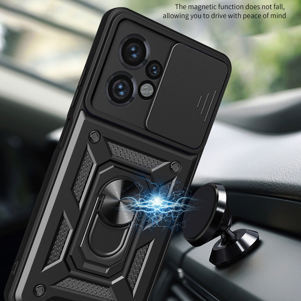 Husa Motorola Moto G04 / Moto G24 / Moto G04s cu inel magnetic si protectie camera Skyddar CamShield - Negru - 1 | YEO
