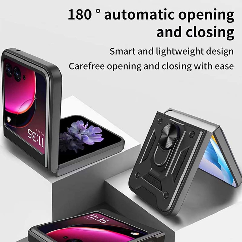 Husa Motorola Razr 50 Ultra cu inel magnetic si protectie camera Skyddar CamShield - Albastru - 1 | YEO