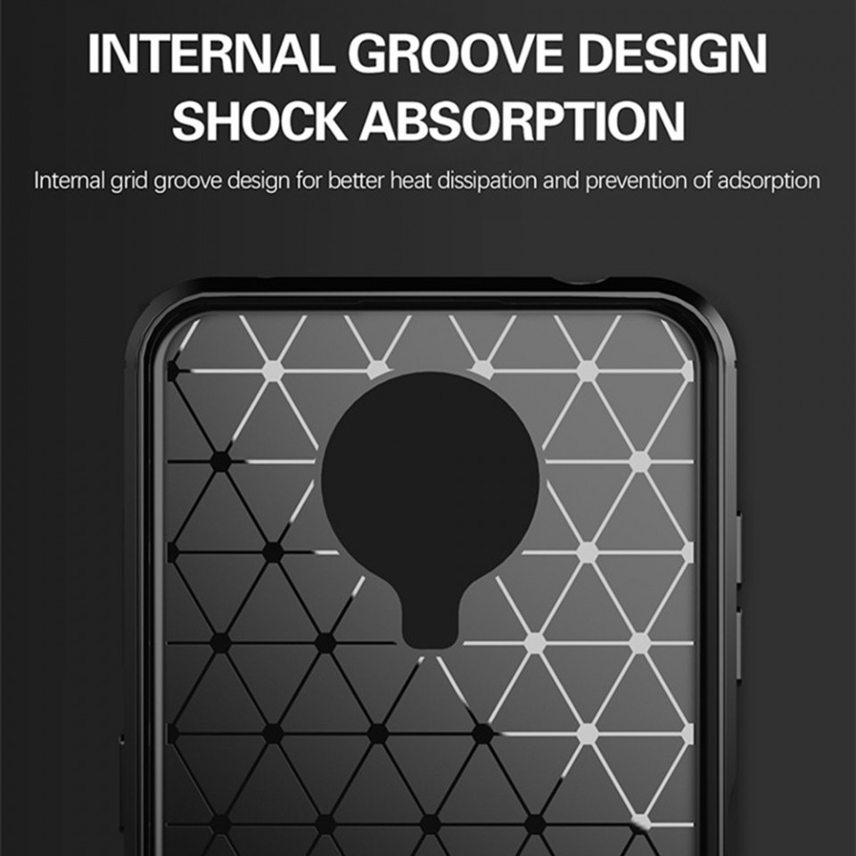 Husa Nokia G10 / G20 din silicon, Slim, cu textura Fibra Carbon - Negru - 2 | YEO