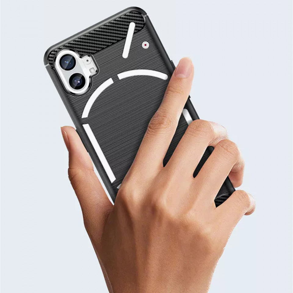 Husa Nothing Phone (1) din silicon, Slim, cu textura Fibra Carbon - Negru - 2 | YEO