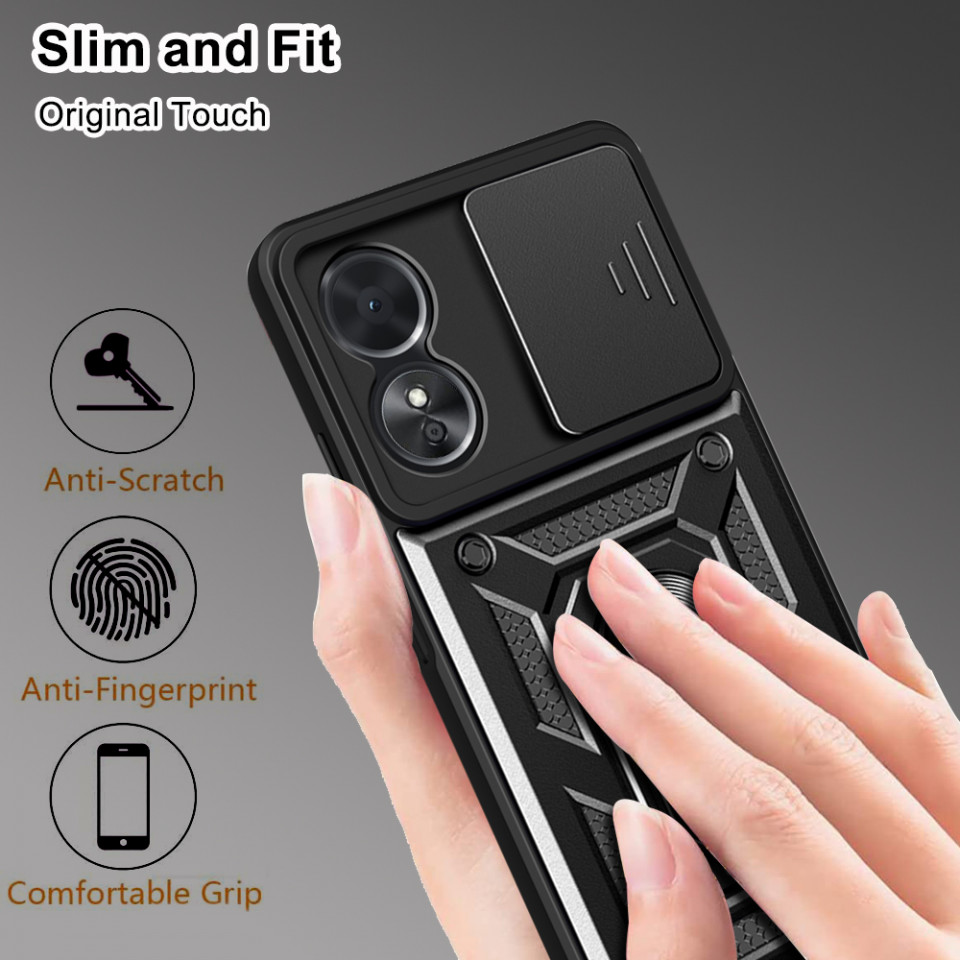 Husa Oppo A17 cu inel magnetic, Techsuit CamShield - Negru - 1 | YEO