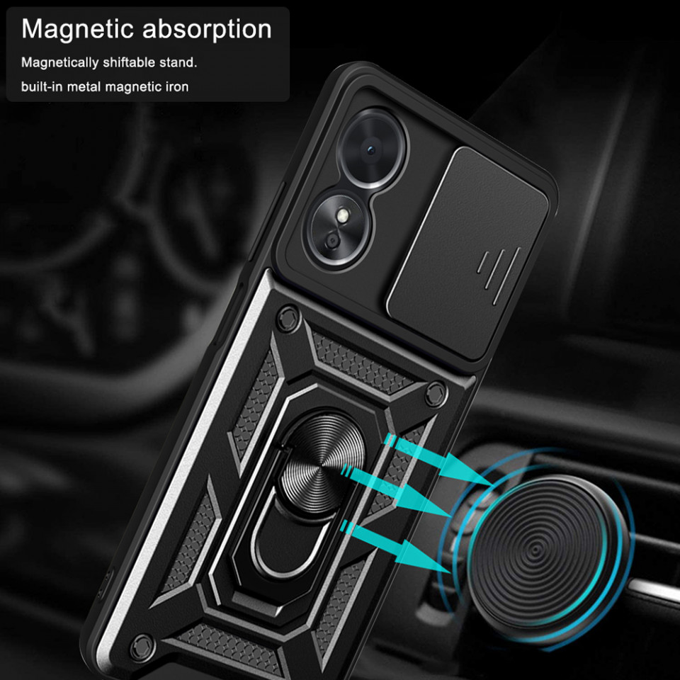 Husa Oppo A58 / A78 cu inel magnetic, Techsuit CamShield - Negru - 1 | YEO