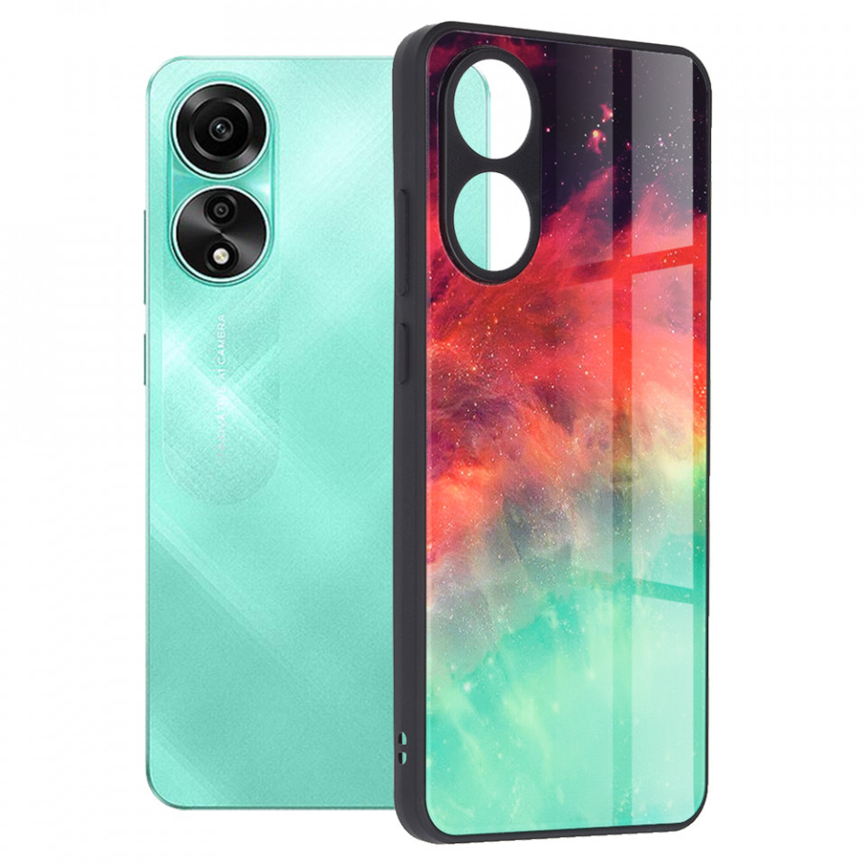 Husa Oppo A78 4G cu sticla securizata, Techsuit Glaze - Fiery Ocean