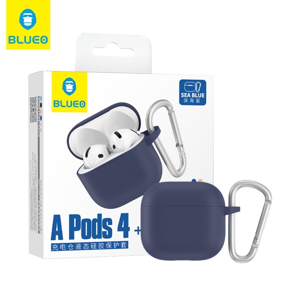 Husa pentru AirPods 4 din silicon moale, Blueo Liquid Silicone, Albastru - 2 | YEO