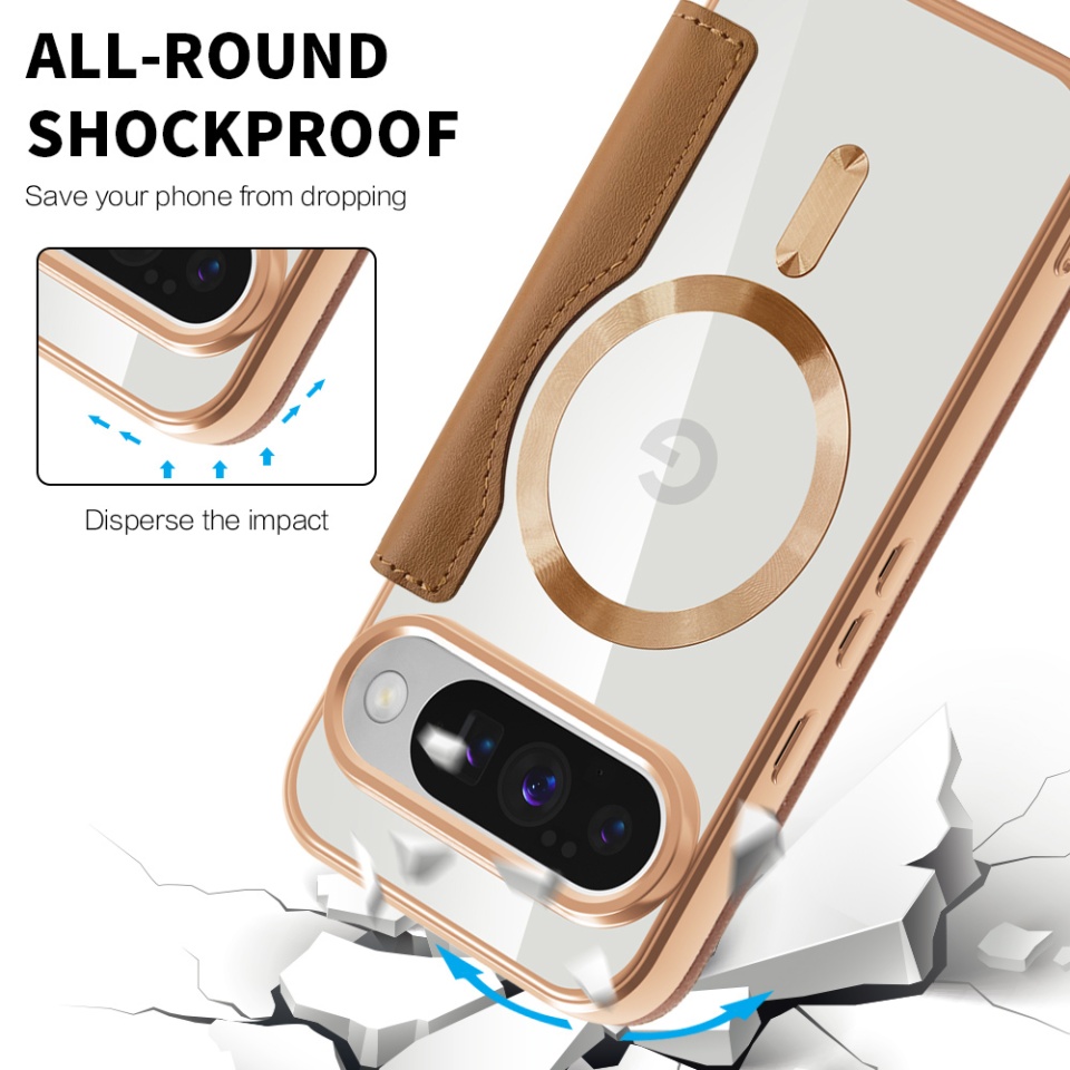 Husa pentru Google Pixel 10 / Pixel 10 Pro tip carte, SKYDDAR INOVATION, SmartMag Book, Magsafe, RFiD, Suport Carduri, set cu sticker, Maro - 3 | YEO