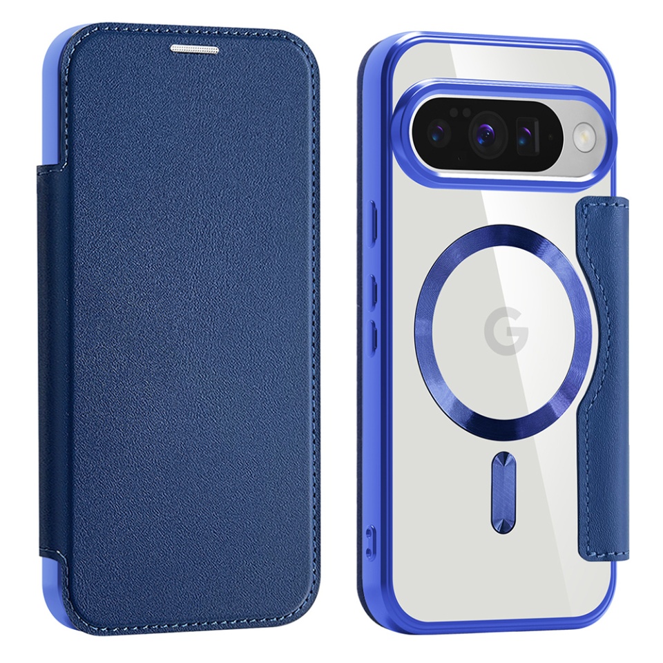Husa pentru Google Pixel 10 / Pixel 10 Pro tip carte, SKYDDAR INOVATION, SmartMag Book, Magsafe, RFiD, Suport Carduri, set cu sticker, Albastru - 1 | YEO