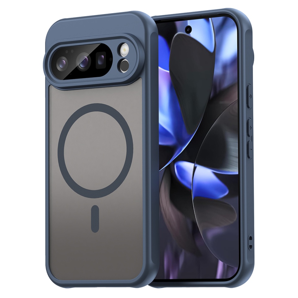 Husa pentru Google Pixel 10 Pro, SKYDDAR INNOVATION, HaloFrost MagSafe II, Antisoc, set cu sticker, Bleumarin