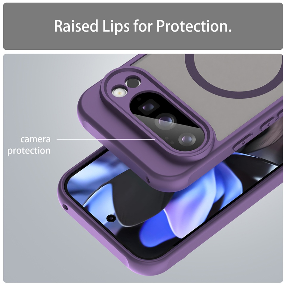 Husa pentru Google Pixel 10 Pro, SKYDDAR INNOVATION, HaloFrost MagSafe II, Antisoc, set cu sticker, Mov - 3 | YEO