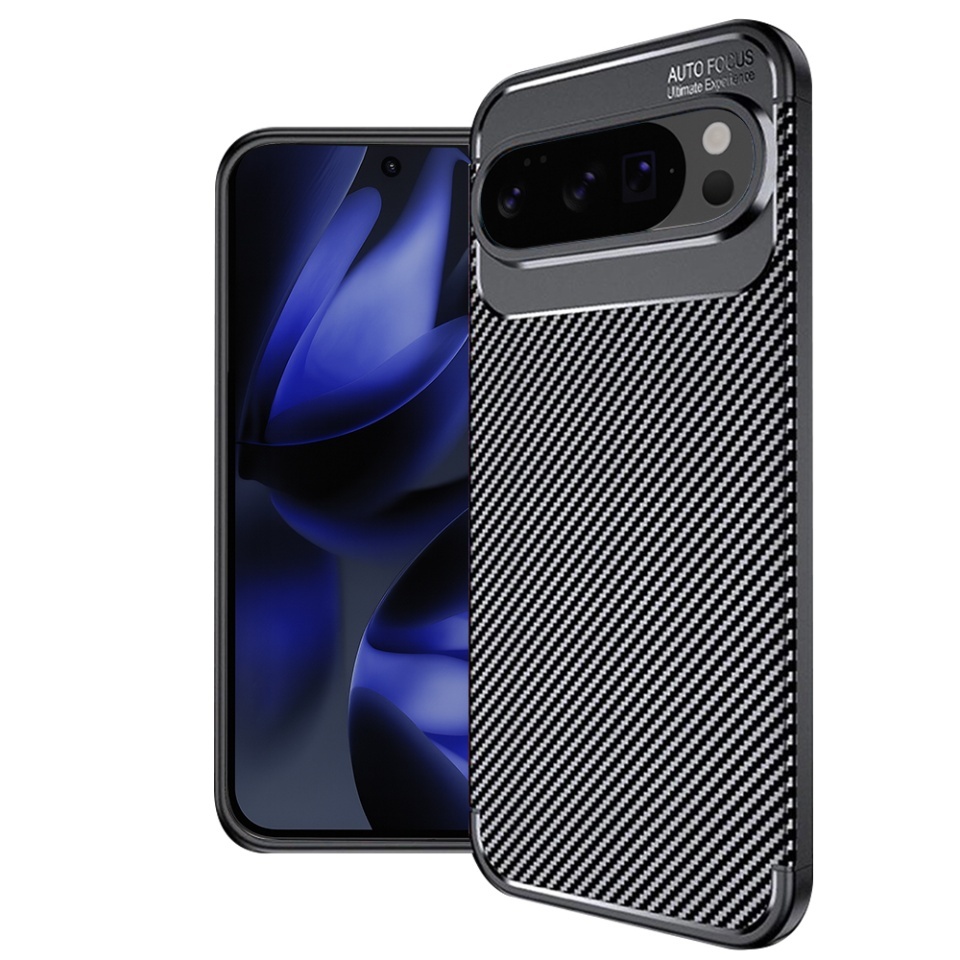 Husa pentru Google Pixel 10 Pro XL, SKYDDAR INNOVATION, CarbonFiber, Antisoc, set cu sticker, Negru