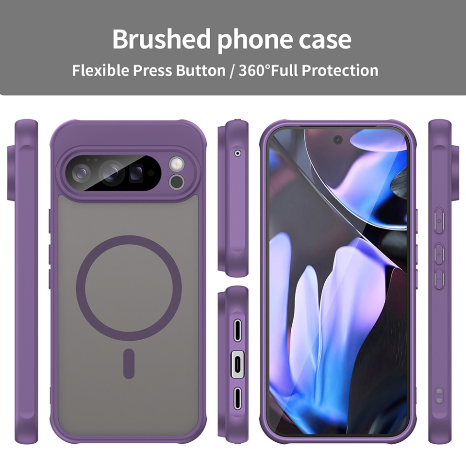 Husa pentru Google Pixel 10 Pro XL, SKYDDAR INNOVATION, HaloFrost MagSafe II, Antisoc, set cu sticker, Mov - 2 | YEO