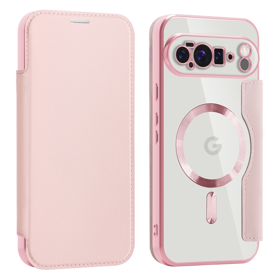 Husa pentru Google Pixel 10 Pro XL tip carte, SKYDDAR INOVATION, SmartMag Book, Magsafe, RFiD, Suport Carduri, set cu sticker, Roz - 1 | YEO