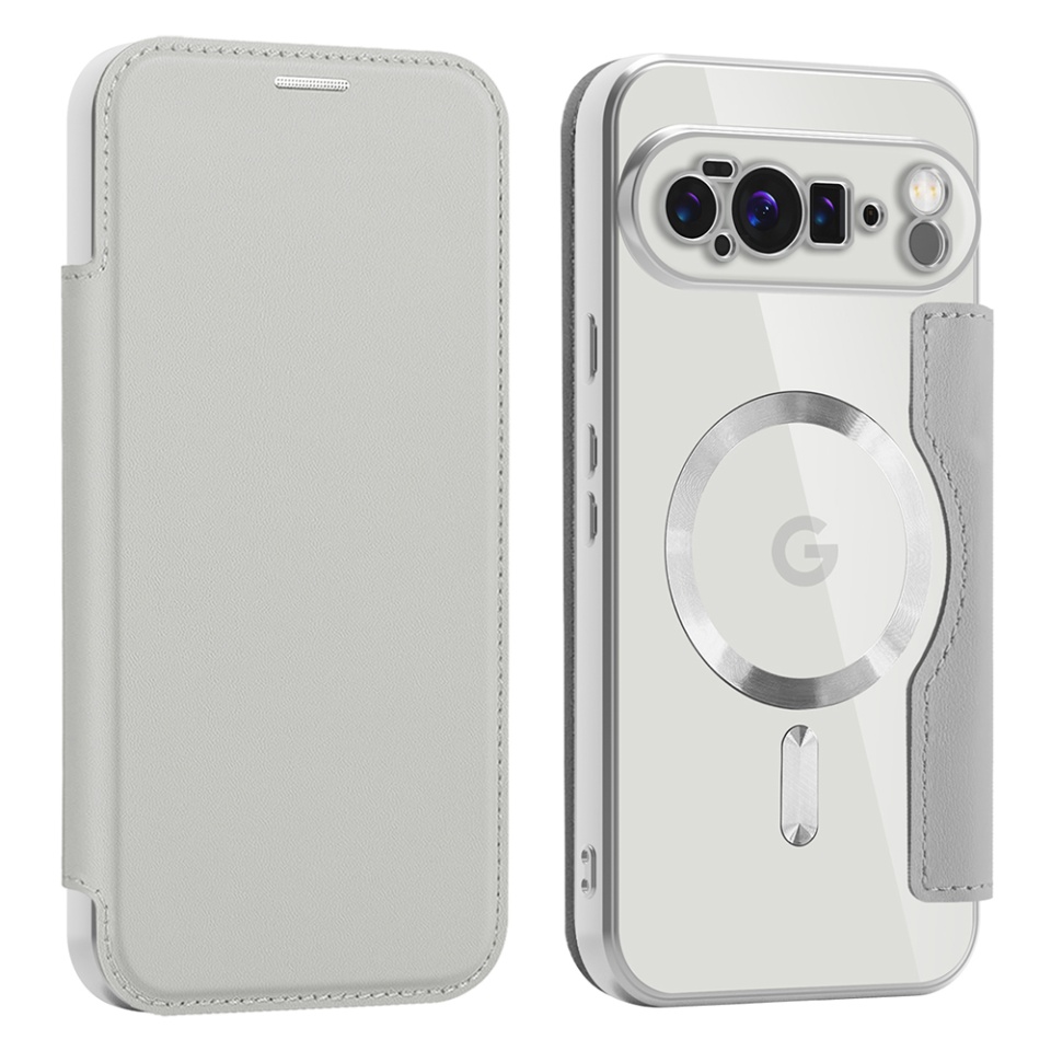 Husa pentru Google Pixel 10 Pro XL tip carte, SKYDDAR INOVATION, SmartMag Book, Magsafe, RFiD, Suport Carduri, set cu sticker, Gri - 1 | YEO