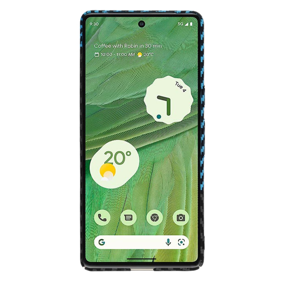 Husa pentru Google Pixel 7, Finisaj Premium cu Textura de Carbon, Design Elegant, SKDR CarbonFlex - Bleu - 1 | YEO