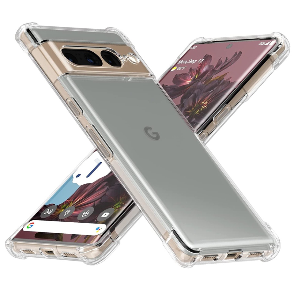 Husa pentru Google Pixel 7 Pro , SKYDDAR INNOVATION, Shockproof Clear din Silicon Slim, Transparenta, set cu sticker