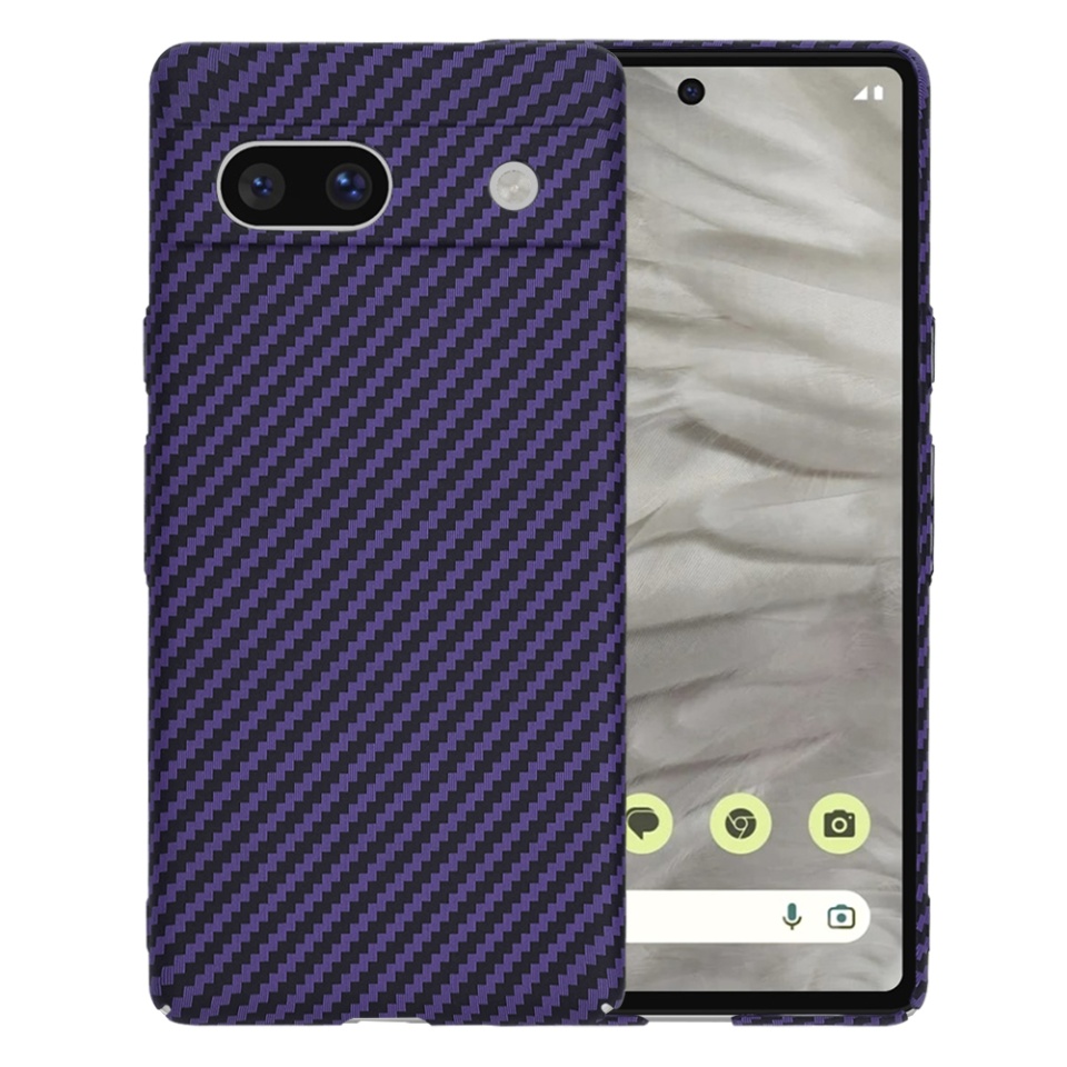 Husa pentru Google Pixel 7a, Finisaj Premium cu Textura de Carbon, Design Elegant, SKDR CarbonFlex - Mov
