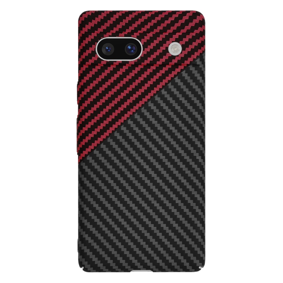 Husa pentru Google Pixel 7a, Finisaj Premium cu Textura de Carbon, Design Elegant, SKDR CarbonFlex - Rosu inchis - 2 | YEO