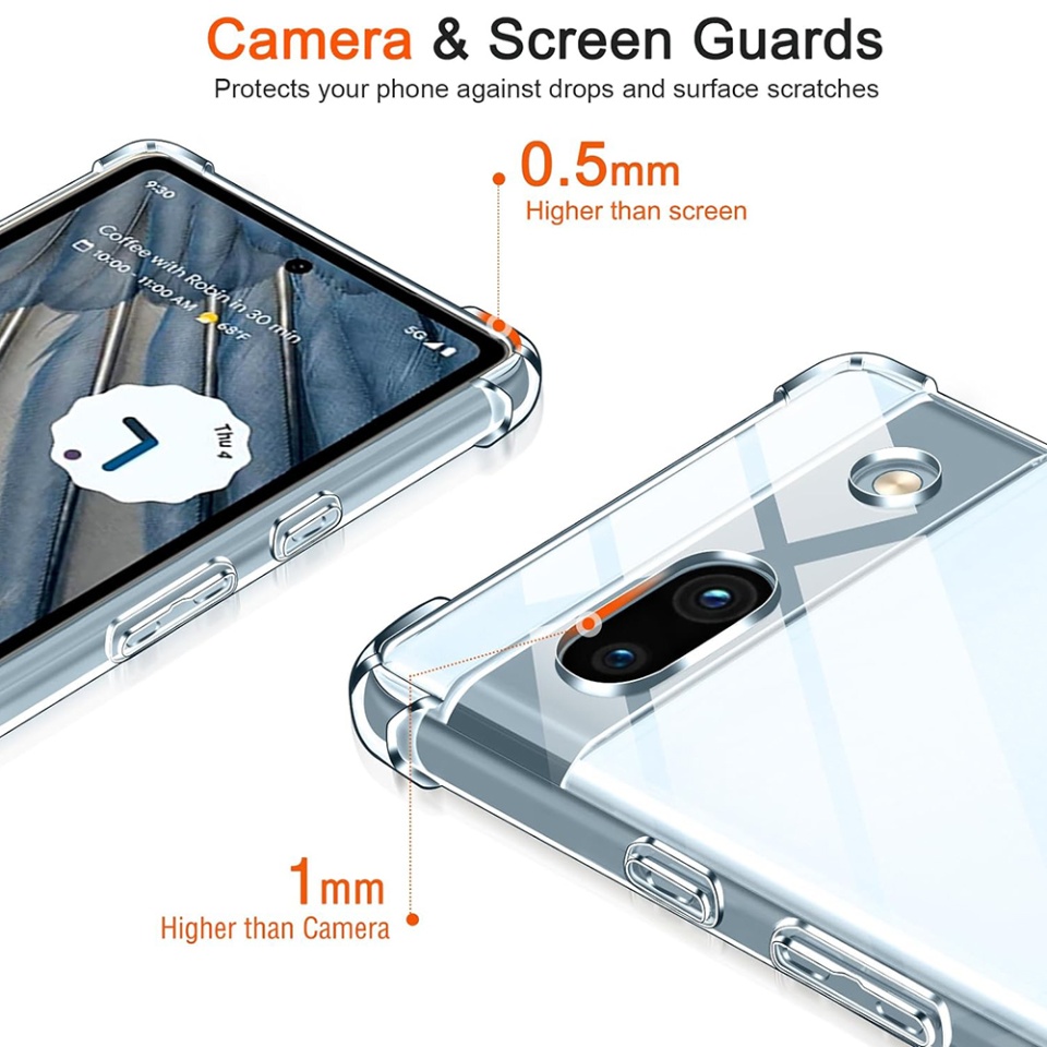 Husa pentru Google Pixel 7a , SKYDDAR INNOVATION, Shockproof Clear din Silicon Slim, Transparenta, set cu sticker - 3 | YEO