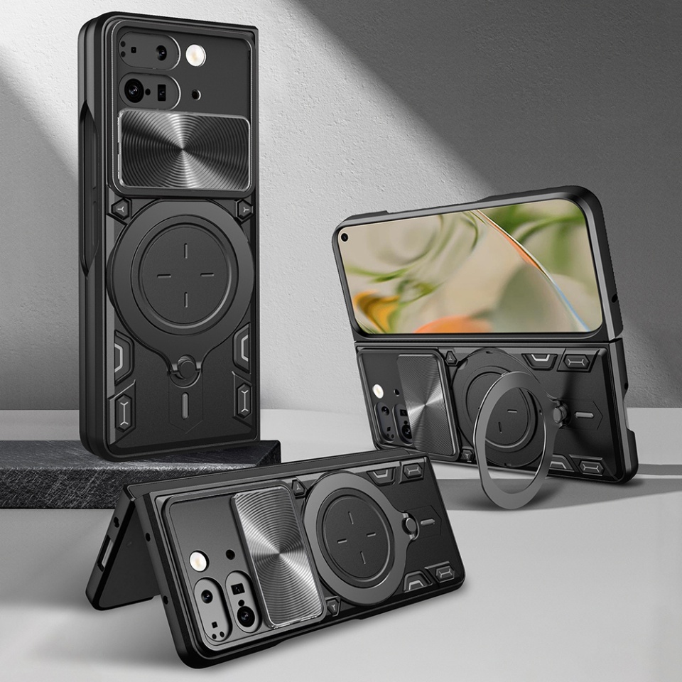 Husa pentru Google Pixel 9 Pro Fold, SKYDDAR INNOVATION, CamGuard Pro, Inel Magnetic, Protectie Camera, set cu sticker, Rosu - 6