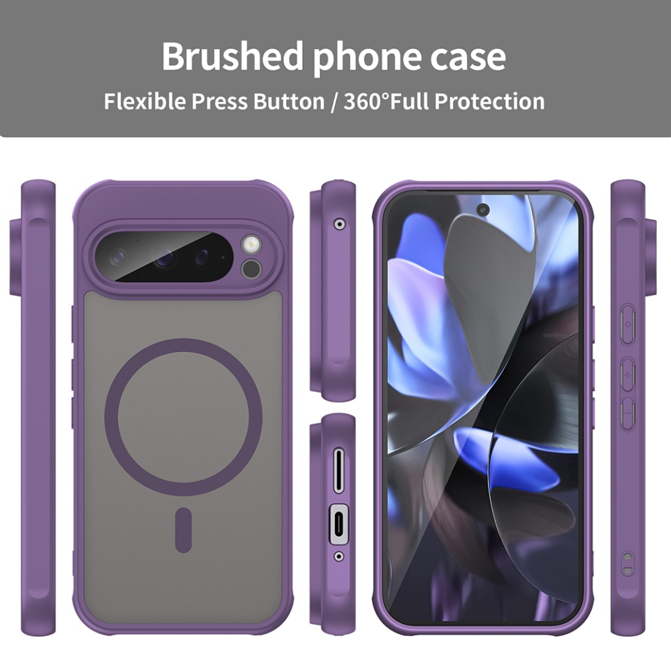 Husa pentru Google Pixel 9 Pro, SKYDDAR INNOVATION, HaloFrost MagSafe II, Antisoc, set cu sticker, Mov - 2 | YEO