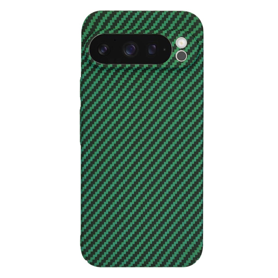 Husa pentru Google Pixel 9 Pro, SKYDDAR INNOVATION, textura carbon, Carbonite FiberShell, set cu sticker, Verde, - 2 | YEO