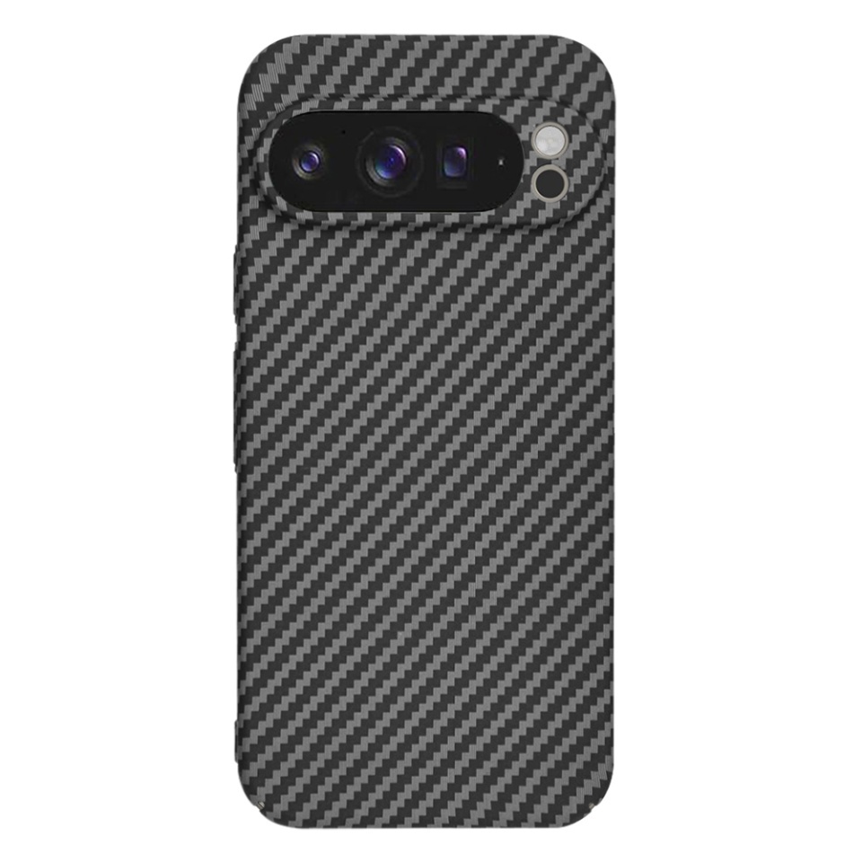 Husa pentru Google Pixel 9 Pro XL, SKYDDAR INNOVATION, textura carbon, Carbonite FiberShell, set cu sticker, Negru, - 2 | YEO