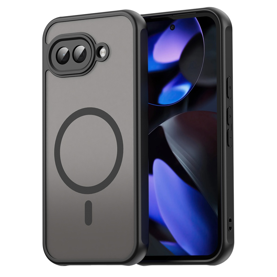 Husa pentru Google Pixel 9a, SKYDDAR INNOVATION, HaloFrost MagSafe II, Antisoc, set cu sticker, Negru