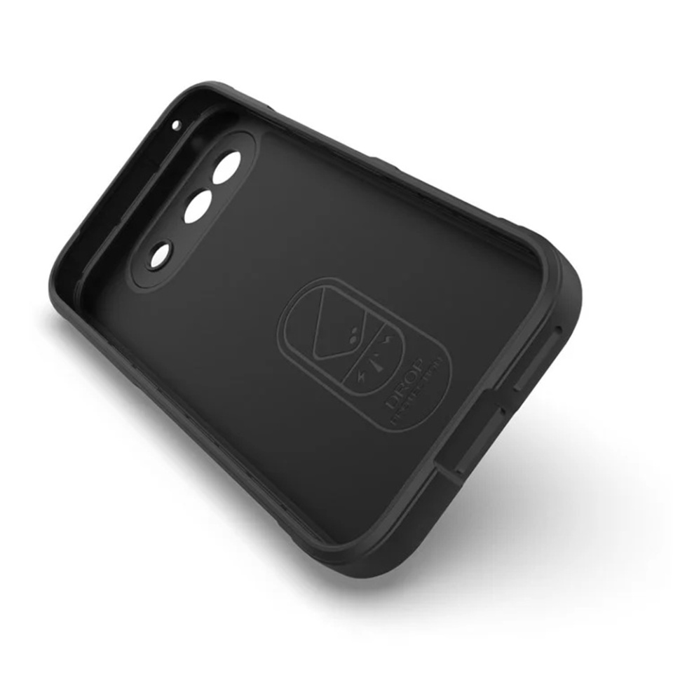 Husa pentru Google Pixel 9a, SKYDDAR INNOVATION, Vogue, din Silicon Mat, Negru, set cu sticker - 2 | YEO