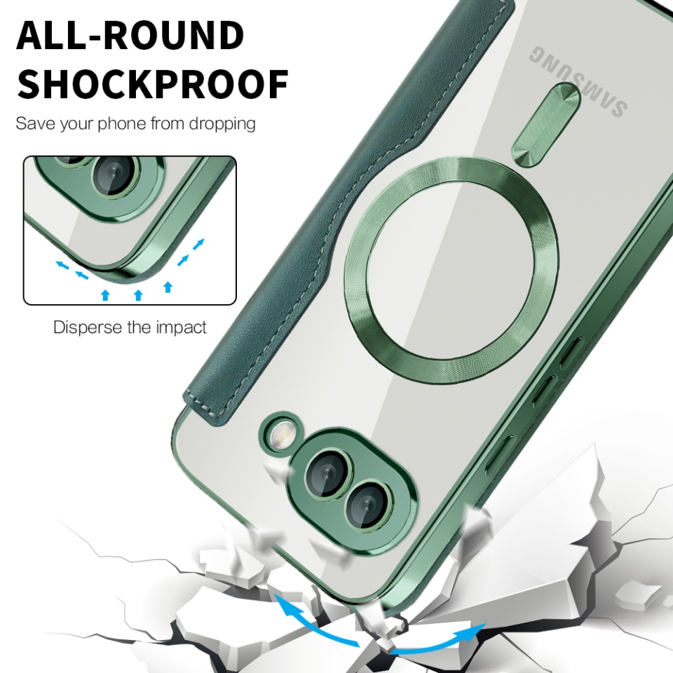 Husa pentru Google Pixel 9a tip carte, SKYDDAR INOVATION, SmartMag Book, Magsafe, RFiD, Suport Carduri, set cu sticker, Verde - 2 | YEO