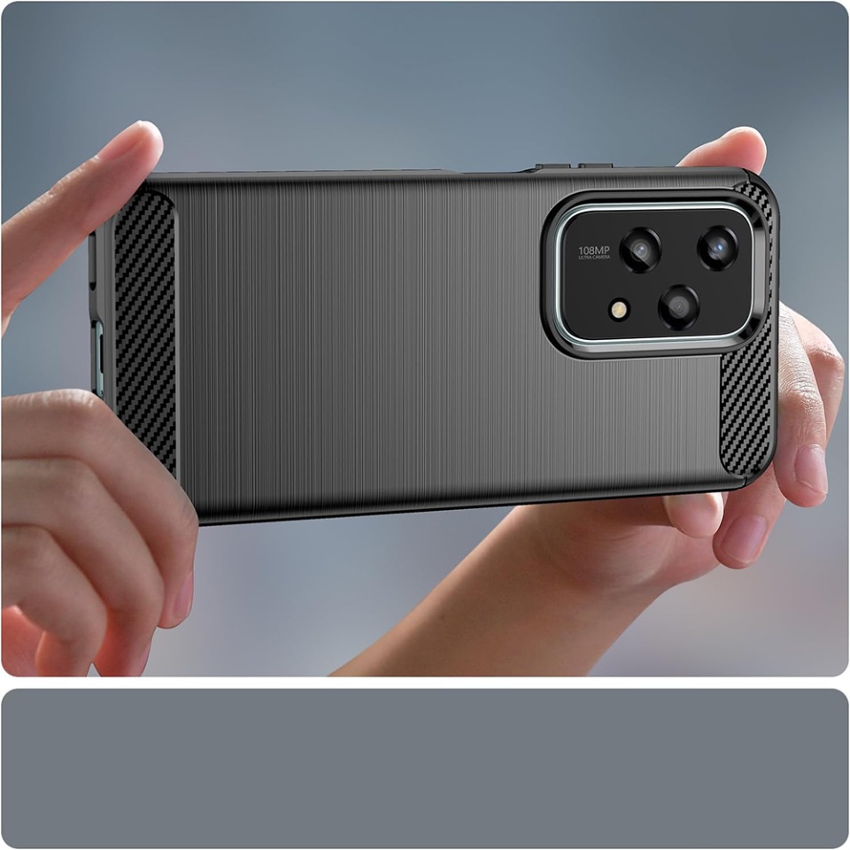 Husa pentru Honor 200 Lite din Silicon Premium, Slim, cu textura Fibra Carbon - Albastru - 2 | YEO