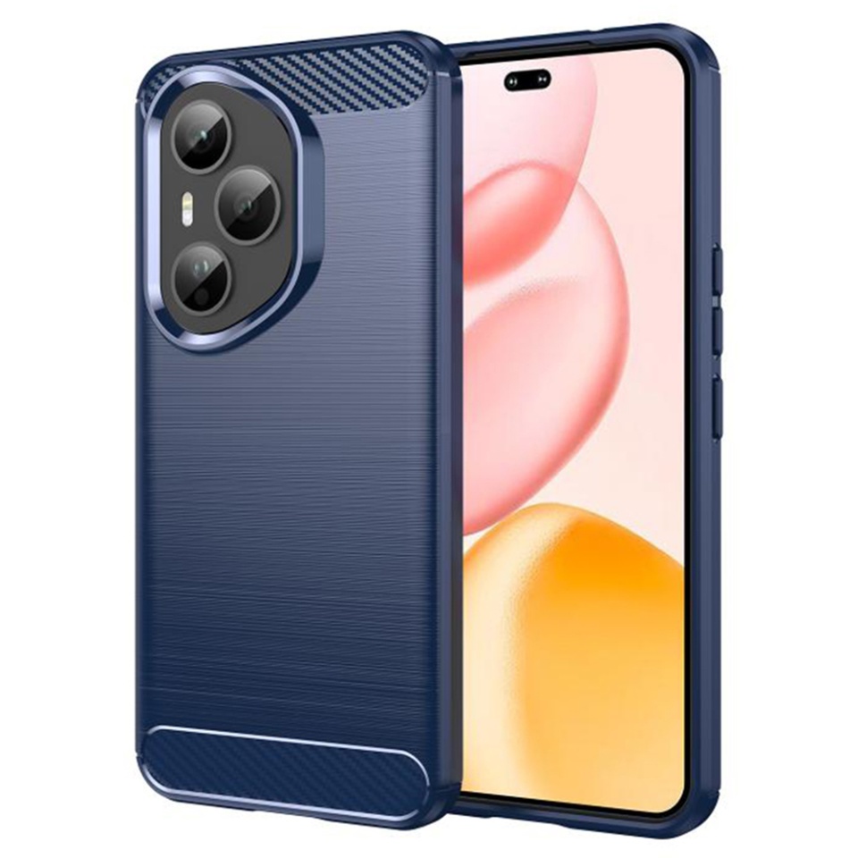 Husa pentru Honor 400 Pro, SKYDDAR INNOVATION, Carbon Silicone, din Silicon Slim, cu textura Fibra Carbon, set cu sticker, Albastru