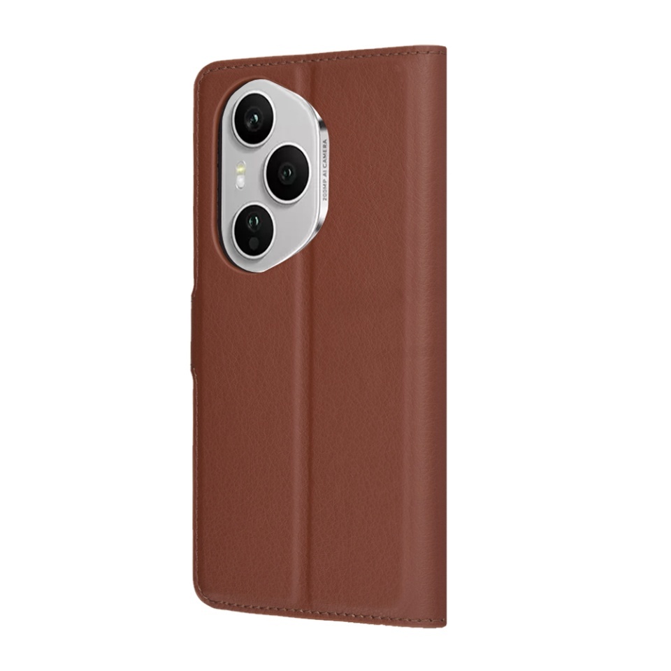 Husa pentru Honor 400 Pro, SKYDDAR INNOVATION, Leather Folio tip Carte, cu Portofel Interior, Finisaje Premium, set cu sticker, Maro - 5