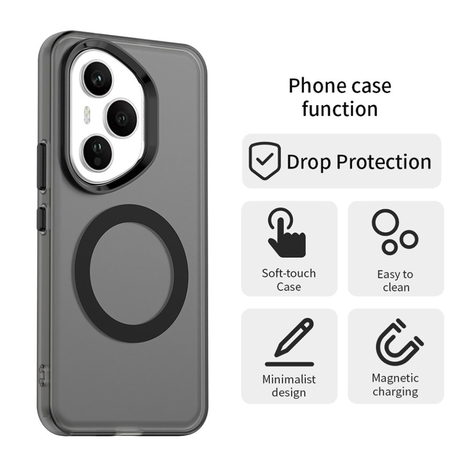 Husa pentru Honor 400 Pro, SKYDDAR INOVATION, CandyCase, Magsafe, set cu sticker, Negru - 1 | YEO