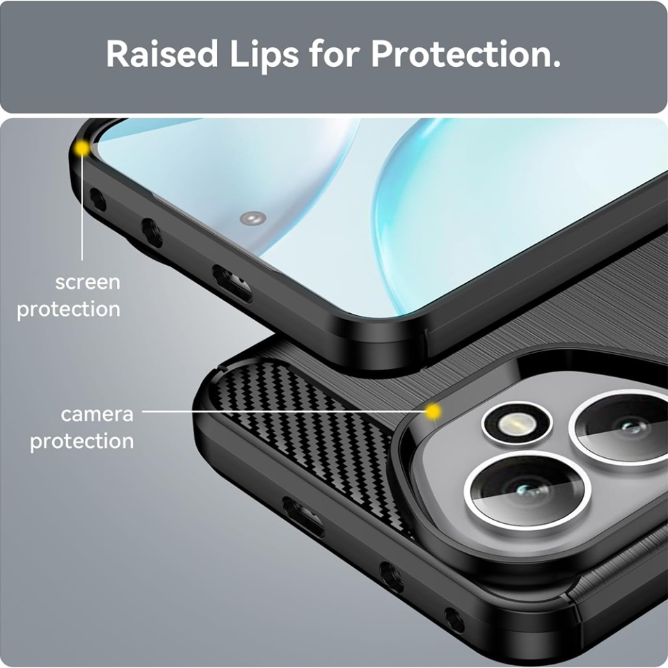 Husa pentru Honor 400, SKYDDAR INNOVATION, Carbon Silicone, din Silicon Slim, cu textura Fibra Carbon, set cu sticker, Negru - 3 | YEO