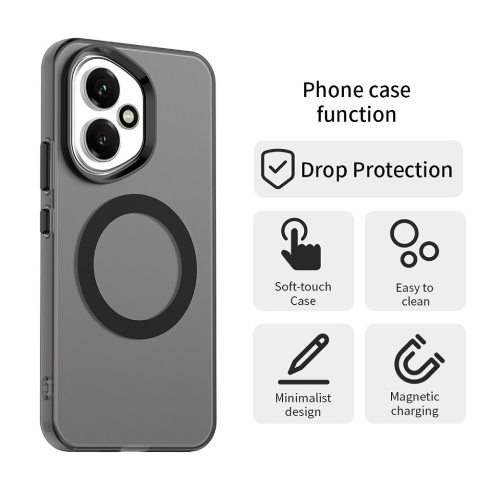 Husa pentru Honor 400, SKYDDAR INOVATION, CandyCase, Magsafe, set cu sticker, Negru - 1 | YEO