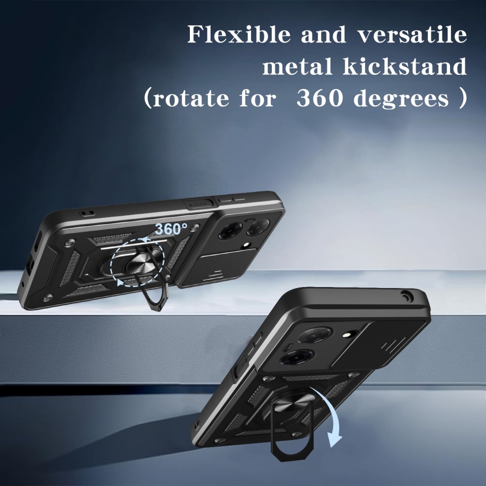 Husa pentru Honor 400 Smart / X7d 4G, SKYDDAR INNOVATION, CamShield, Inel magnetic, set cu sticker, Negru - 3 | YEO