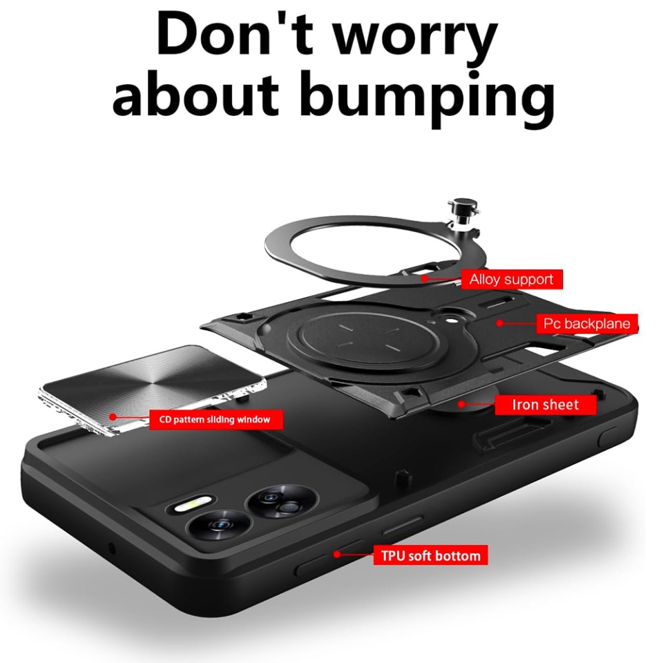 Husa pentru Honor 90 Lite, cu inel magnetic si suport ajustabil, protecție completa camera, SKDR SafeCover - Rosu - 1 | YEO