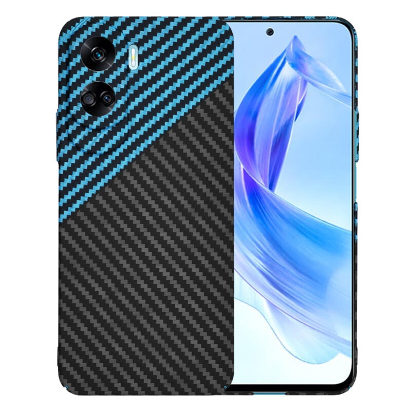 Husa pentru Honor 90 Lite, Finisaj Premium cu Textura de Carbon, Design Elegant, SKDR CarbonFlex - Bleu