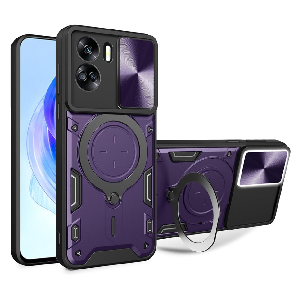 Husa pentru Honor 90 Lite, SKYDDAR INNOVATION, CamGuard Pro, Inel Magnetic, Protectie Camera, set cu sticker, Mov