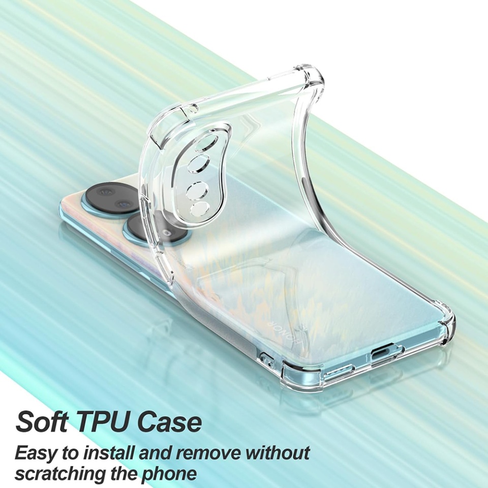 Husa pentru Honor 90 Pro , SKYDDAR INNOVATION, Shockproof Clear din Silicon Slim, Transparenta, set cu sticker - 3 | YEO