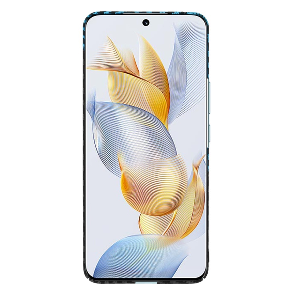 Husa pentru Honor 90, SKYDDAR INNOVATION, textura carbon, Carbonite FiberShell, set cu sticker, Bleu, - 2 | YEO