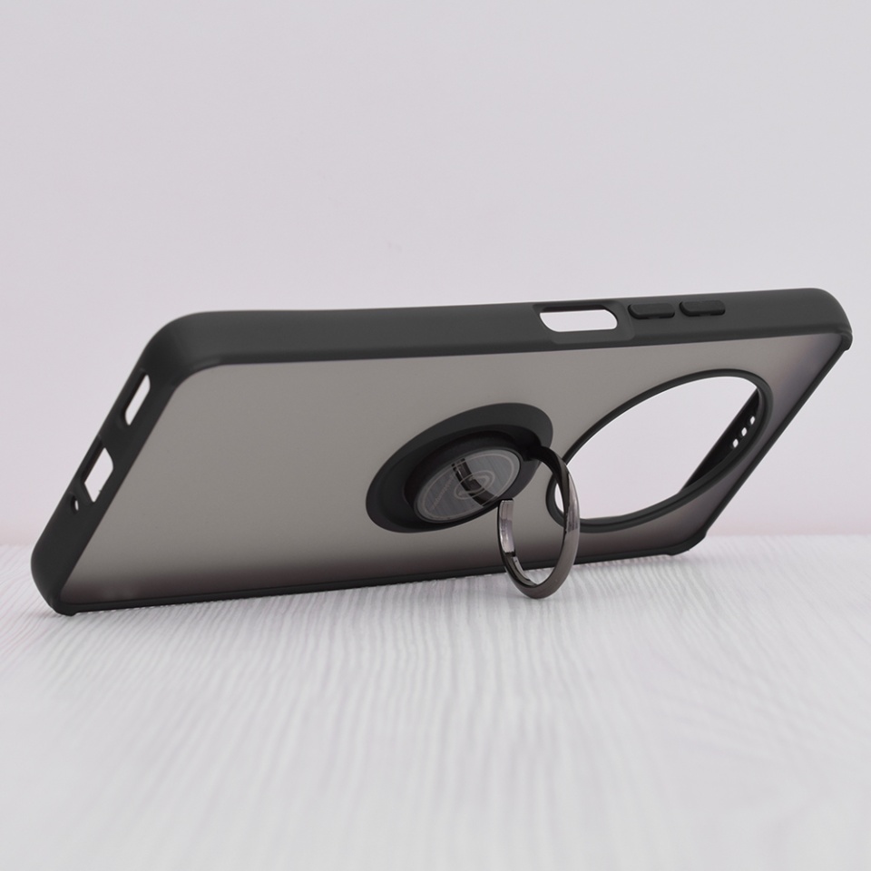 Husa pentru Honor Magic4 Lite, SKYDDAR INNOVATION, Glinth cu Inel Rotativ 360° Magnetic, Negru, set cu sticker - 1 | YEO