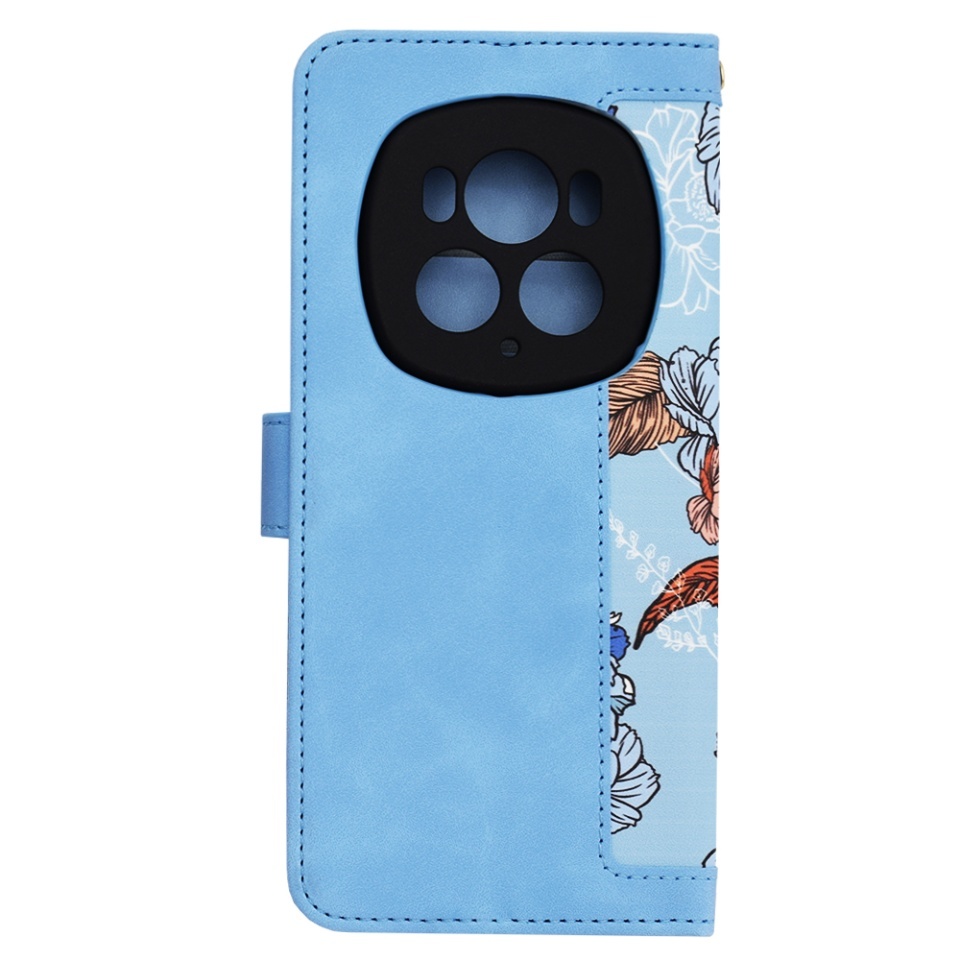 Husa pentru Honor Magic6 Pro, SKYDDAR INNOVATION, Flipcraft din Piele Ecologică, Stand Integrat, Buzunare pentru Carduri, set cu sticker, Bleu - 2 | YEO