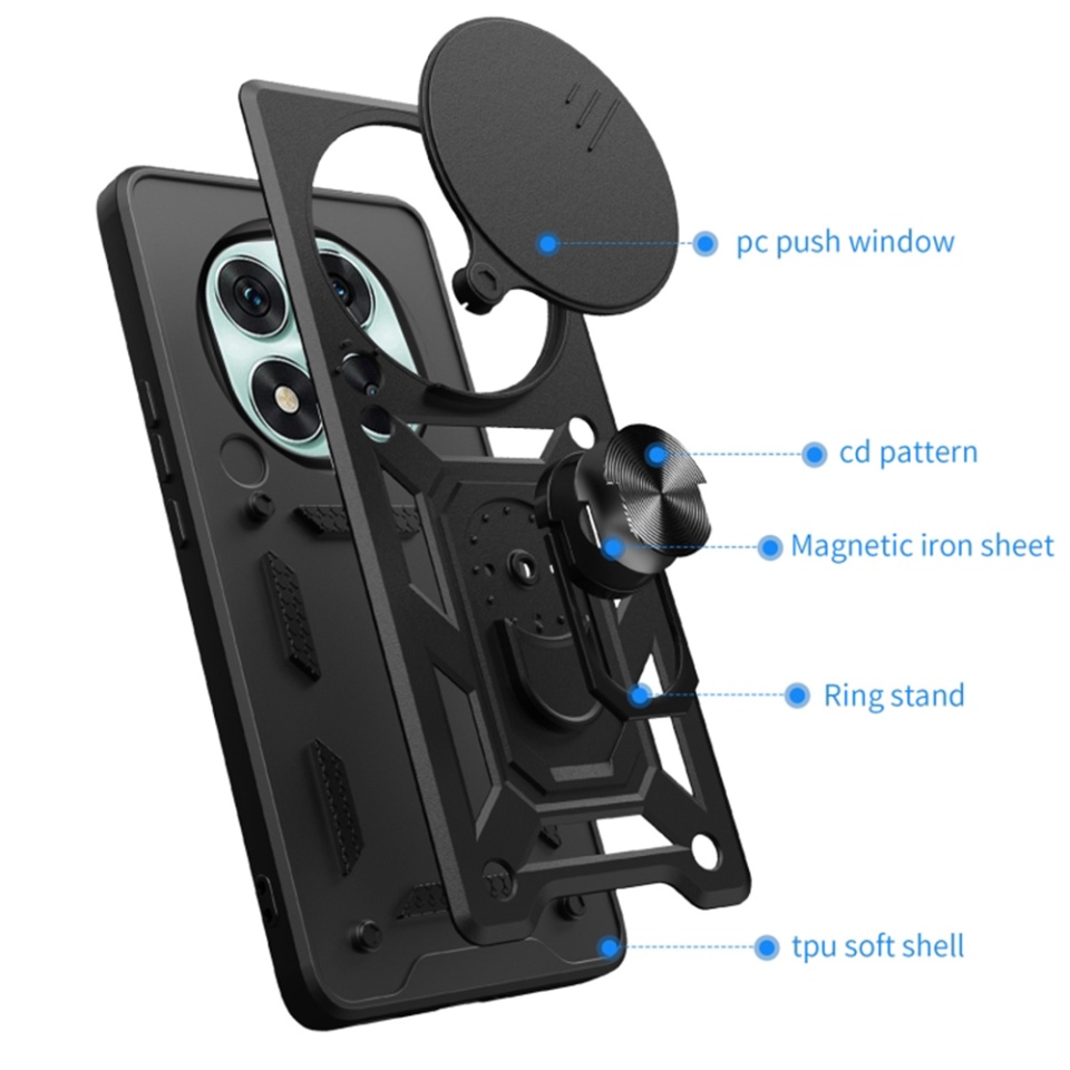 Husa pentru Honor Magic7 Pro, SKYDDAR INNOVATION, CamShield, Inel magnetic, set cu sticker, Albastru - 1 | YEO