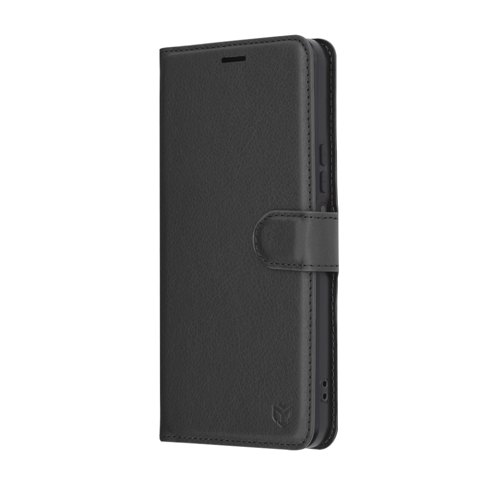Husa pentru Honor X5b, SKYDDAR INNOVATION, Leather Folio tip Carte, cu Portofel Interior, Finisaje Premium, set cu sticker, Negru - 3 | YEO