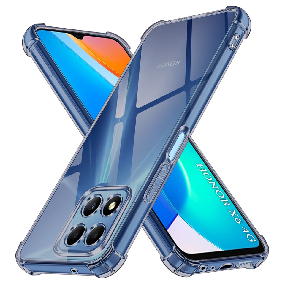 Husa pentru Honor X6 / X8 5G / 70 Lite, SKYDDAR INNOVATION, Shockproof Clear Silicone, Silicon Slim, set cu sticker, Fumuriu