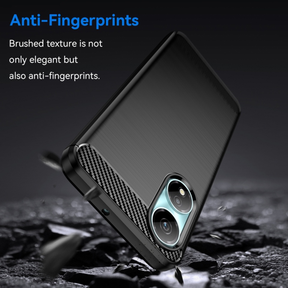 Husa pentru Honor X7b / 90 Smart / X7b 5G, SKYDDAR INNOVATION, Carbon Silicone, din Silicon Slim, cu textura Fibra Carbon, set cu sticker, Negru - 2 | YEO