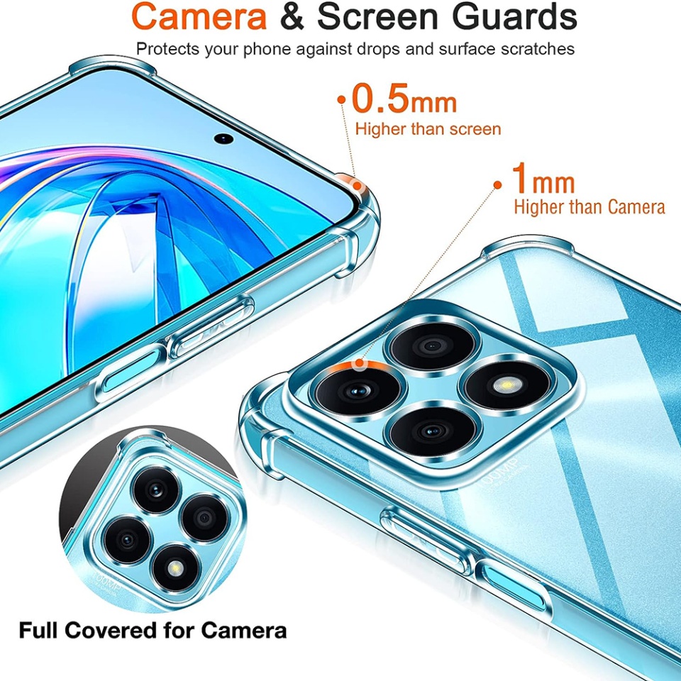 Husa pentru Honor X8a , SKYDDAR INNOVATION, Shockproof Clear din Silicon Slim, Transparenta, set cu sticker - 3 | YEO